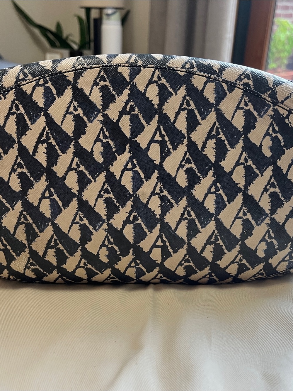 Altuzarra Navy and Cream Park Place Large Tote with Leather Straps - Picture 5 of 13